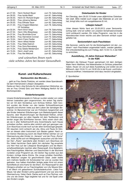 ( 3 MB / PDF )Amtsblatt der Stadt Wettin-LÃ¶bejÃ¼n 20.03.2013