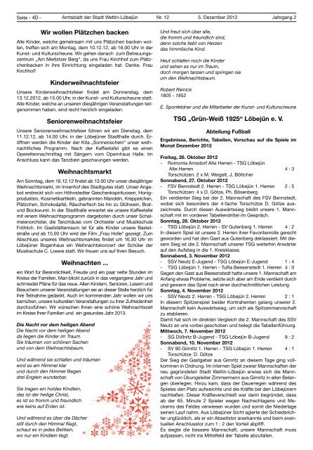 ( 3 MB / PDF )Amtsblatt der Stadt Wettin-LÃ¶bejÃ¼n 05.12.2012