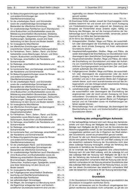 ( 3 MB / PDF )Amtsblatt der Stadt Wettin-LÃ¶bejÃ¼n 05.12.2012