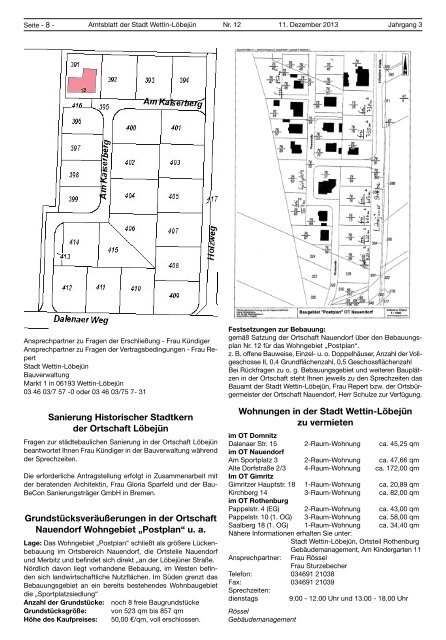 ( 3 MB / PDF )Amtsblatt der Stadt Wettin-Löbejün 11.12.2013