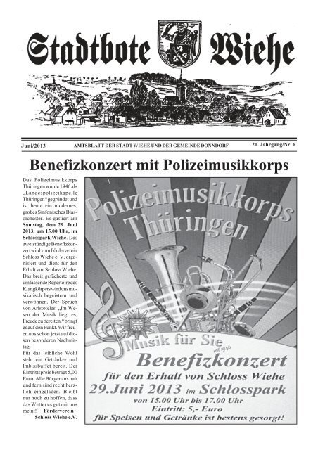 Benefizkonzert mit Polizeimusikkorps - Stadt Wiehe