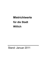 nicht barrierefrei: Aktuelle Mietrichtwerte für die Stadt Willich (147 KB )