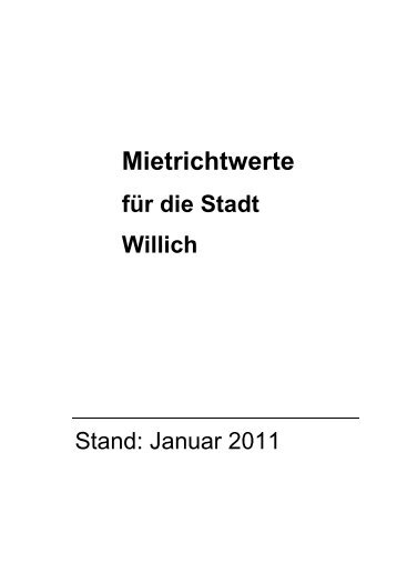 nicht barrierefrei: Aktuelle Mietrichtwerte für die Stadt Willich (147 KB )