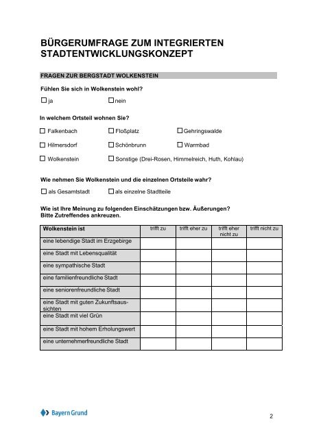 zum Fragebogen - Stadt Wolkenstein