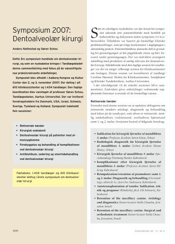 Symposium 2007: DentoalveolÃ¦r kirurgi - TandlÃ¦geskolen - Aarhus ...