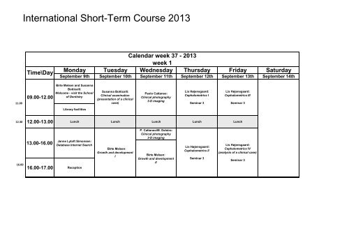 International Short-Term Course 2013