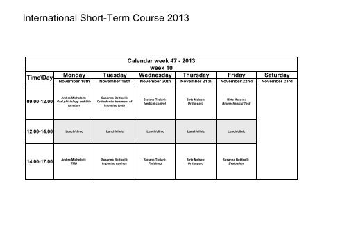 International Short-Term Course 2013