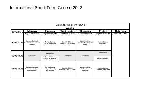 International Short-Term Course 2013
