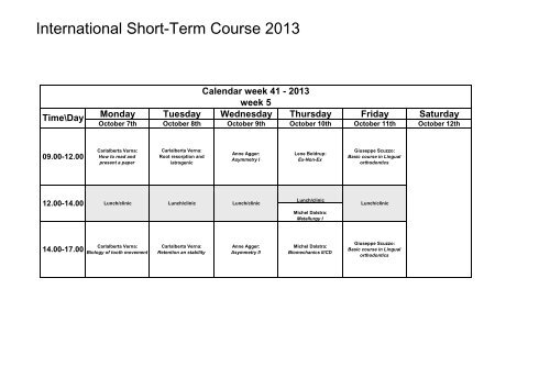 International Short-Term Course 2013