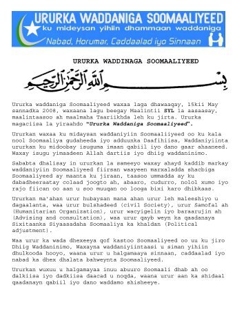 URURKA WADDINAGA SOOMAALIYEED - Somali Talk