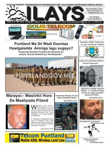 ilays newspaper/wararka arbaca 20 may 2009 - Somali Talk