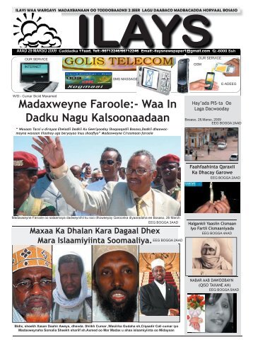 Madaxweyne Faroole:- Waa In Dadku Nagu ... - Somali Talk