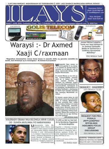 Waraysi :- Dr Axmed Xaaji C/raxmaan - Somali Talk