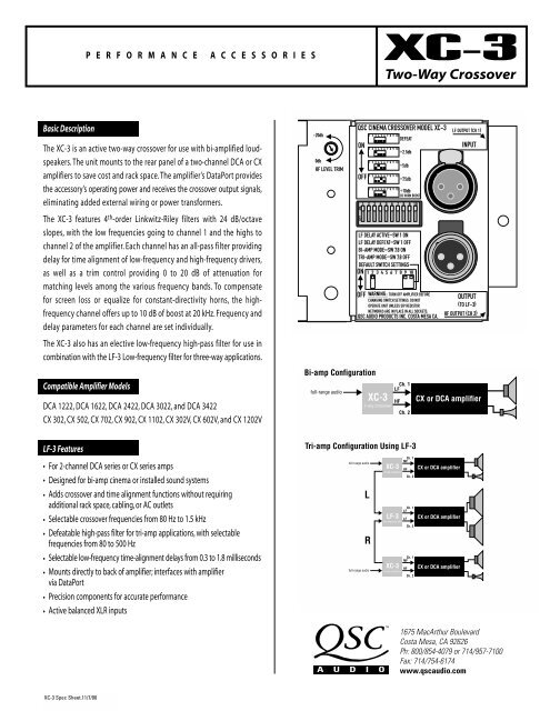 Spec Sheet - QSC Audio Products