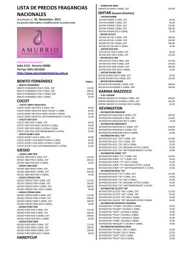 Lista Fragancias Nacionales