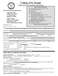 Graduate Application - College of St. Joseph