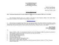 Provisional Seniority List of Junior Engineers - Central Water ...