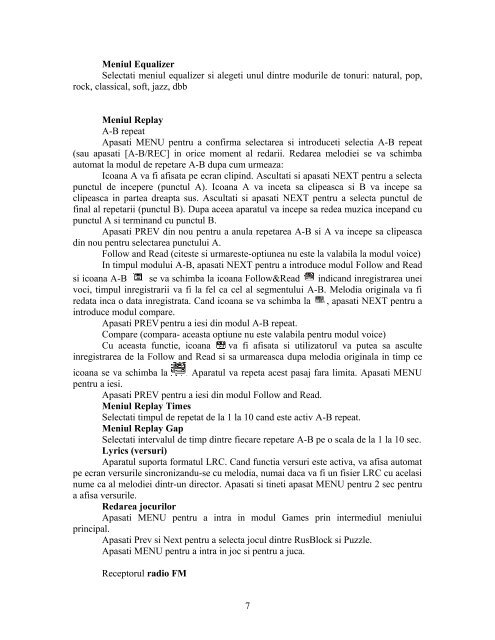 M163 MP3/MP4 PLAYER Manualul Utilizatorului - Intervision.ro