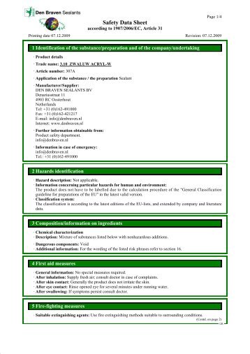 Safety Data Sheet - Den Braven