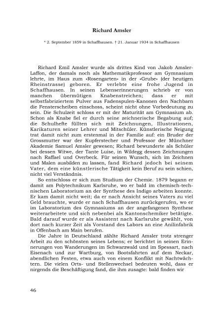 Richard Amsler - Stadtarchiv Schaffhausen