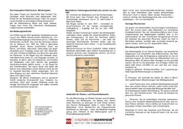 Info-Flyer zu den Meldeunterlagen - Stadtarchiv Mannheim