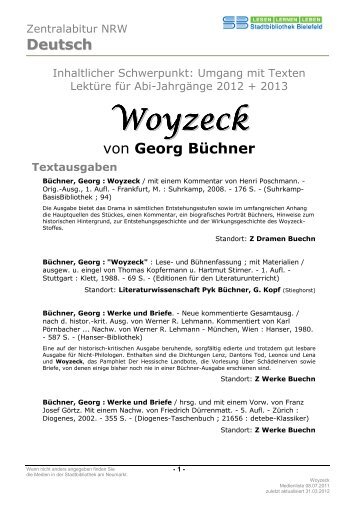 WOYZECK von Georg BÃ¼chner - Stadtbibliothek Bielefeld