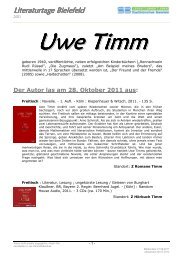 Uwe Timm las am 28. Oktober - Stadtbibliothek Bielefeld