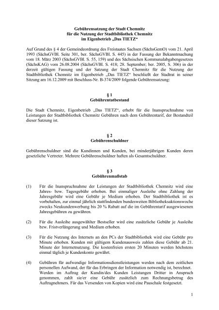 Gebuehrensatzung deutsch.pdf, Seiten 1-6 - Stadtbibliothek Chemnitz