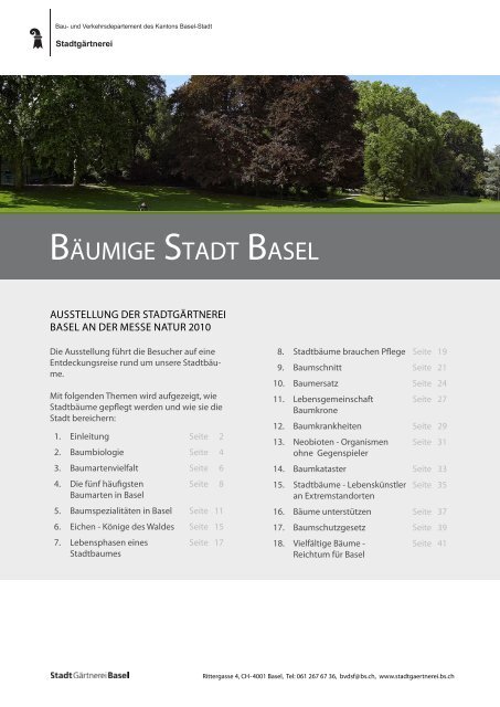 Bäumige Stadt Basel.indd 1 Stadtgärtnerei Kanton BaselStadt