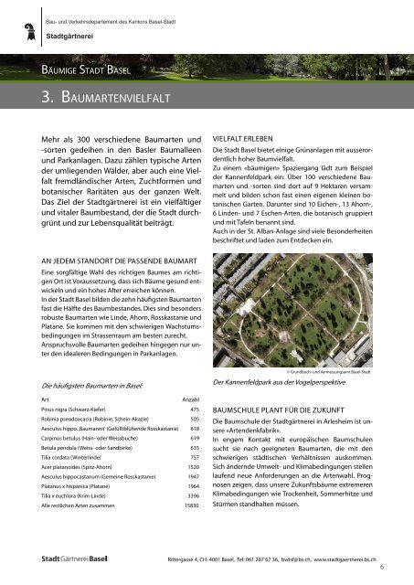 Bäumige Stadt Basel.indd 1 - Stadtgärtnerei - Kanton Basel-Stadt