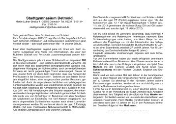 Info-Brief 09/2011 - Stadtgymnasium Detmold
