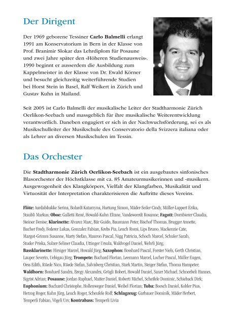 Programm - Stadtharmonie Oerlikon Seebach