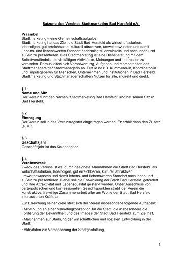 Satzung des Stadtmarketing Bad Hersfeld e. V. herunterladen