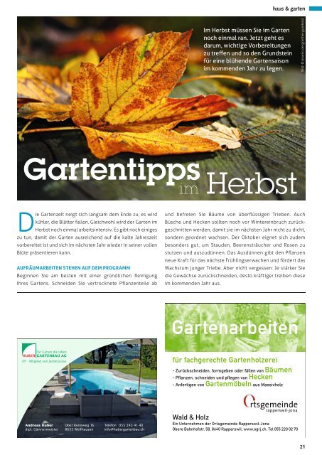 Ausgabe Oktober 2013 - STADTmagazin Rapperswil-Jona