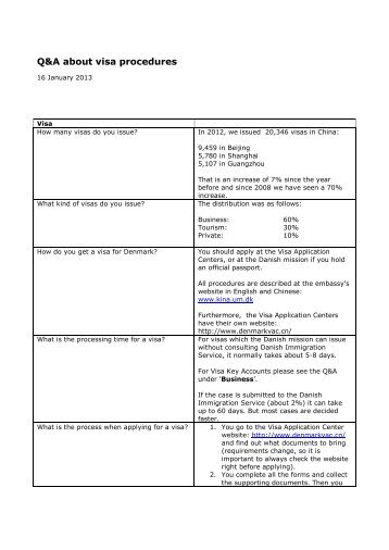 Q&A about visa procedures