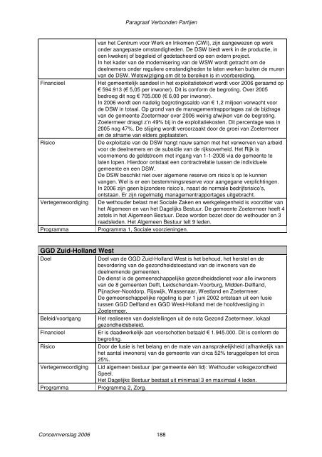 Concernverslag 2006 - Gemeente Zoetermeer