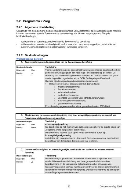 Concernverslag 2006 - Gemeente Zoetermeer