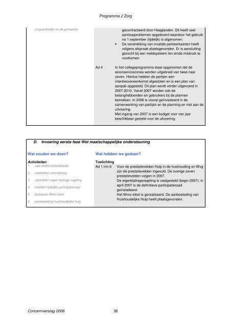 Concernverslag 2006 - Gemeente Zoetermeer