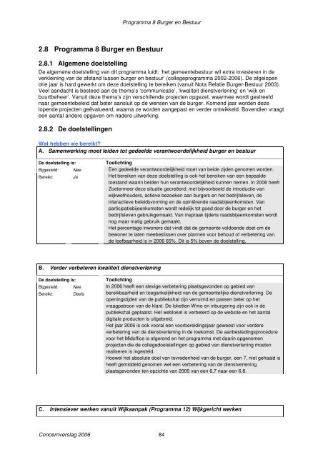 Concernverslag 2006 - Gemeente Zoetermeer