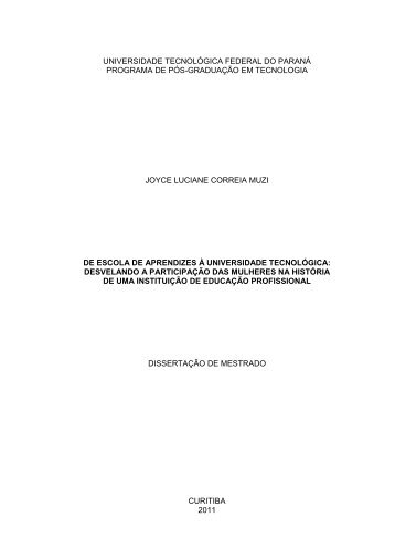 desvelando a participaÃ§Ã£o das mulheres na histÃ³ria de uma - UTFPR