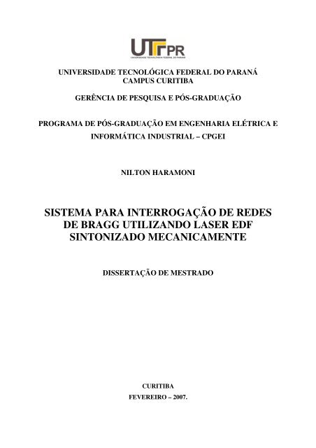 sistema para interrogaÃ§Ã£o de redes de bragg utilizando ... - UTFPR