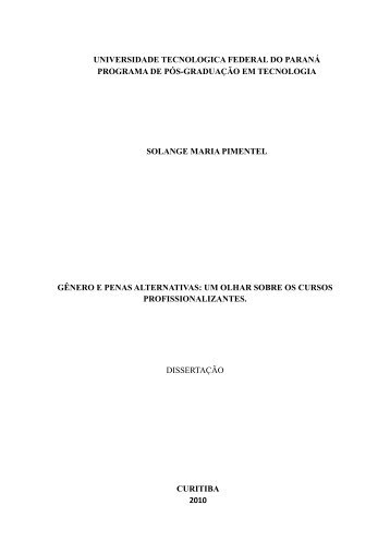 GÃªnero e penas alternativas - UTFPR