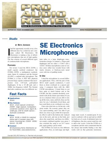 Pro Audio Review - sE Electronics