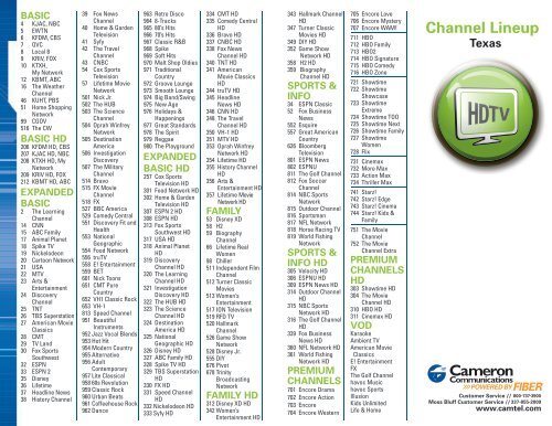 Printable Charter Channel Lineup