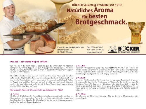 Wissenswertes rund ums Abonnement - Stadttheater Minden