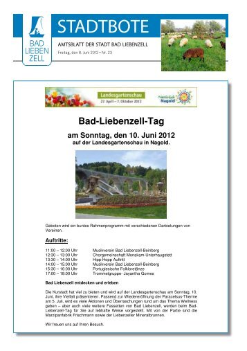 Bad-Liebenzell-Tag am Sonntag, den 10. Juni 2012