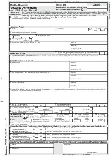 Gewerbeanmeldung - Stadtverwaltung - Bad Liebenzell