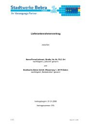 Lieferanten Rahmenvertrag - Stadtwerke Bebra GmbH
