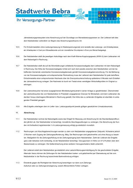 Lieferanten Rahmenvertrag - Stadtwerke Bebra GmbH