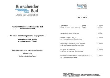Speisekarte - Stadtwerke Burscheid GmbH